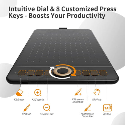 GAOMON WH851: Wireless, Bluetooth 5.0, 16K pen pressure, 8x5in area, Android compatible.