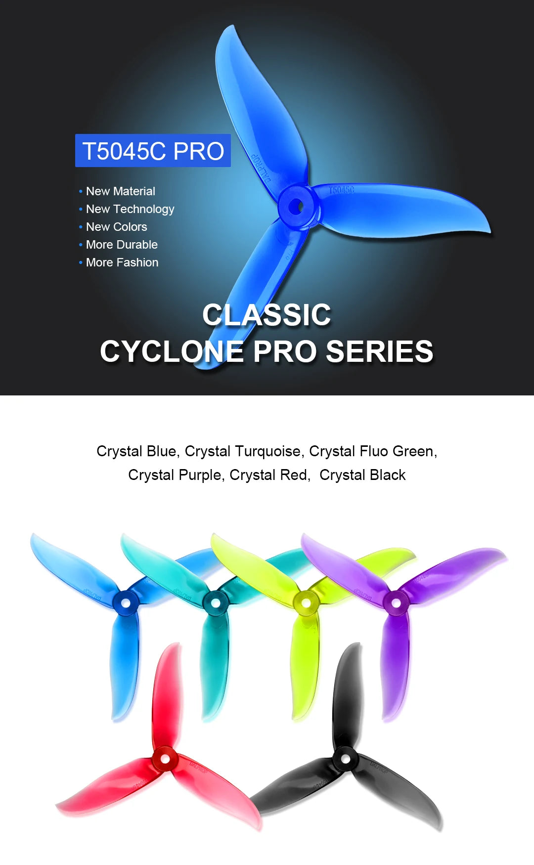 Dalprop Cyclone 5045C Pro 3-Blade Prop for FPV Racing Drone (2 Pairs)