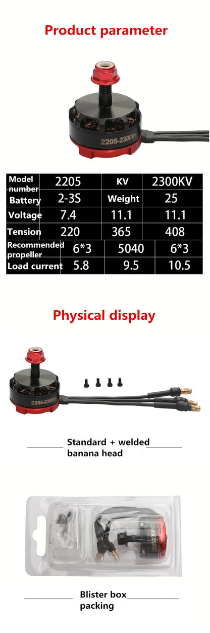RS2205 2300 KV Brushless Motor for FPV Quadcopter (1 Pc)