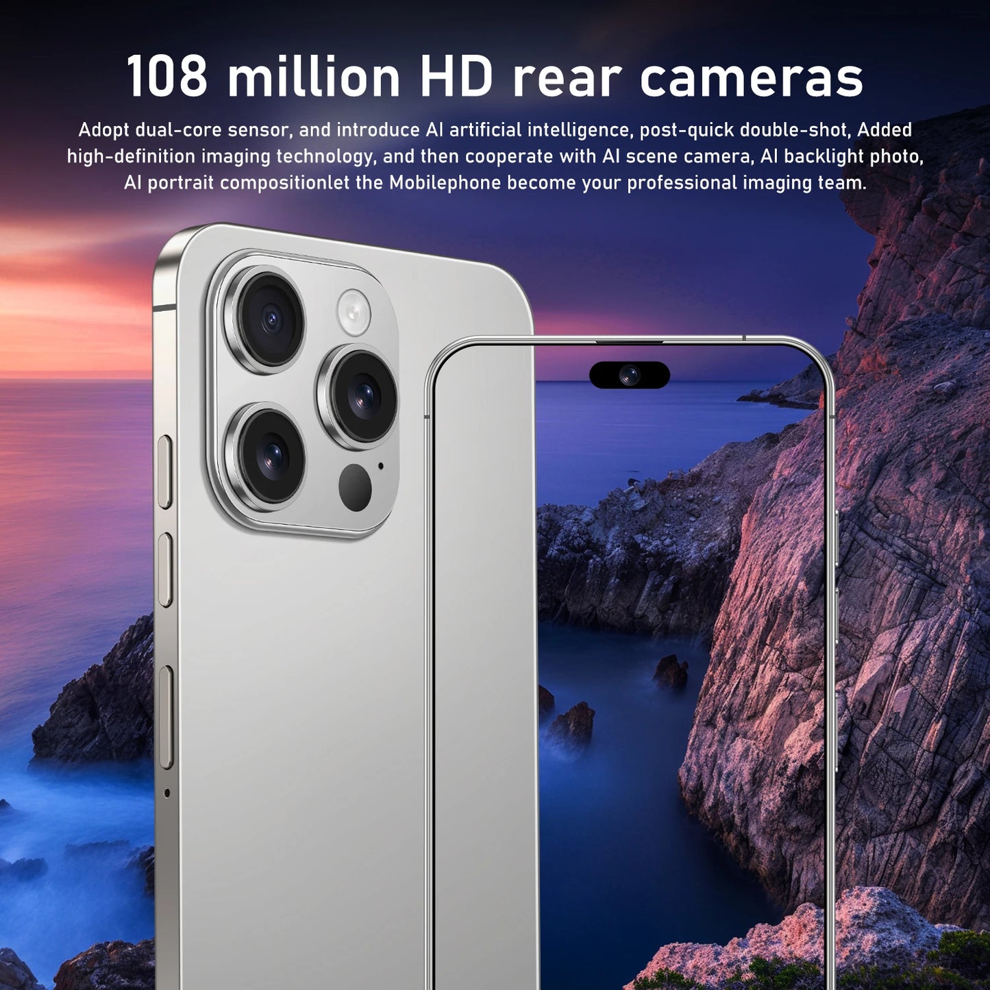 7.3" HD 5G Smartphone, Dual SIM, Android 14, 8000mAh, 10-Core, Unlocked