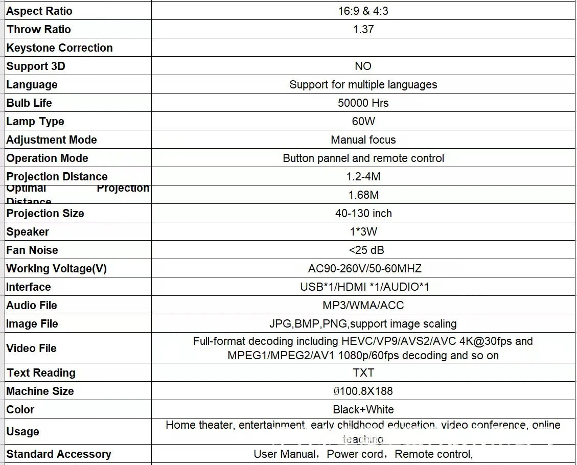 HY300max/P30max/HY350max Android Projector