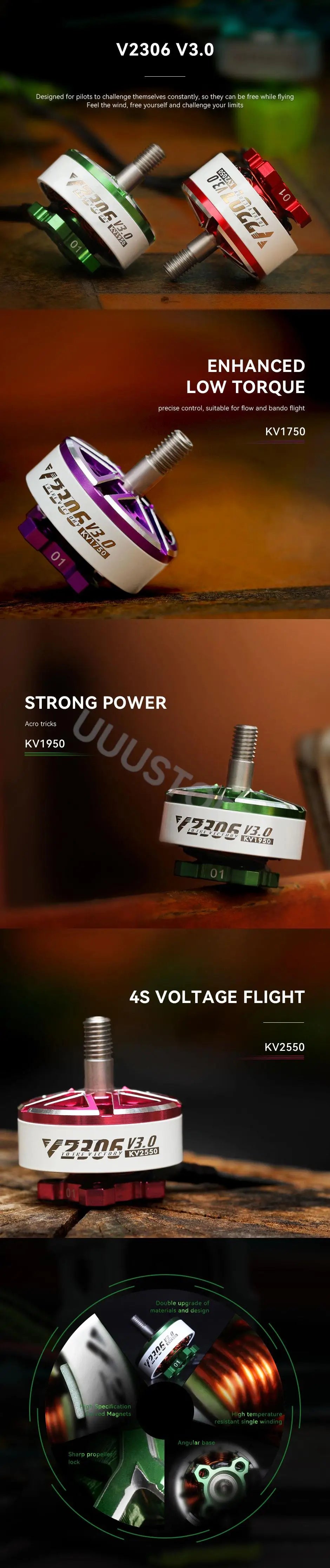 T-Motor Velox V2207/V2306 V3 Brushless Motor 1750–2550 KV for FPV