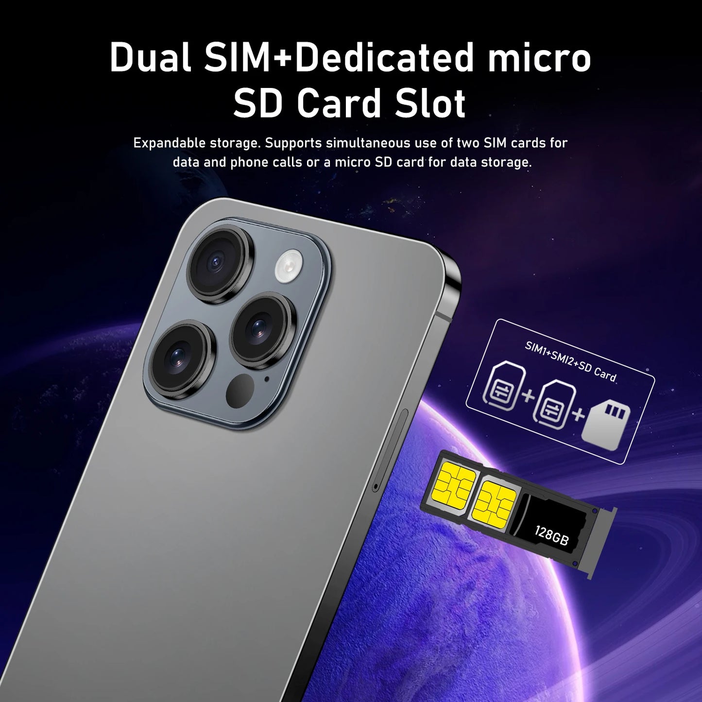 7.3" HD 5G Smartphone, Dual SIM, Android 14, 8000mAh, 10-Core, Unlocked