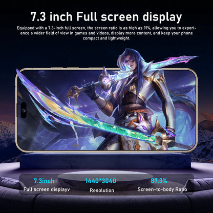 7.3" HD 5G Smartphone, Dual SIM, Android 14, 8000mAh, 10-Core, Unlocked