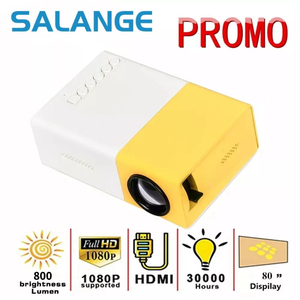 Salange YG300 Mini Projector: 600 Lumens, 320x240P, HDMI/USB.