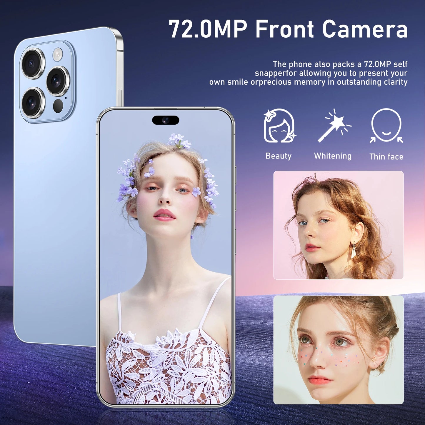 7.3" HD 5G Smartphone, Dual SIM, Android 14, 8000mAh, 10-Core, Unlocked