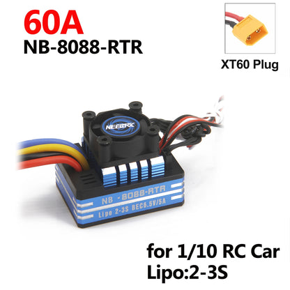 NEEBRC 60A/80A Waterproof ESC with Cooling Fan for RC Car 1/10–1/12