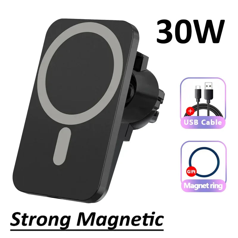 Magnetic Wireless Car Charger - iPhone 15/Samsung S24 & Xiaomi - Air Vent Mount