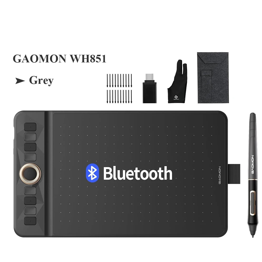 GAOMON WH851: Wireless, Bluetooth 5.0, 16K pen pressure, 8x5in area, Android compatible.