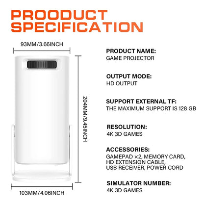 Android 11 P30MAX: Retro game console, dual WIFI, BT5.4, 720P, for home cinema & portable projection.