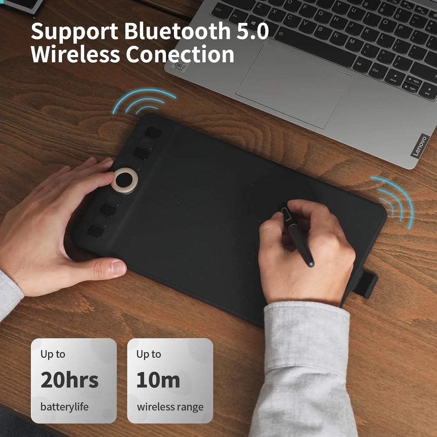 GAOMON WH851: Wireless, Bluetooth 5.0, 16K pen pressure, 8x5in area, Android compatible.