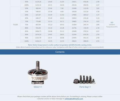 T-Motor V2306 V2 Brushless Motor 1950/2400 KV for FPV Freestyle Drone 5″ Builds